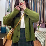 Women Knitted Cardigan Vintage Cardigan Sweater Autumn Loose Sweater