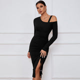 Women Dress off-Shoulder Autumn and Winter Sheath Long Sleeve Sexy Dress