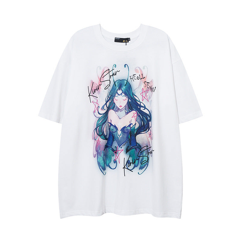 Men T Shirt Cartoon Printed Couple Short Sleeve T-shirt