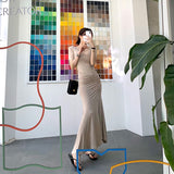 Women Dresses V-neck Slit Dress