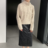 Women Winter Knitted Sweater Zipper and Lapel Sweater Loose Casual Women's Clothing 1t816
