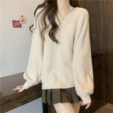 Women Knitted Pullover Autumn and Winter Loose Knitwear Top