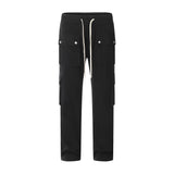 Men Sweatpants Multi-Pocket Workwear Style Casual Pants Men's Drawstring Elastic Waist Baggy Straight Trousers Trousers