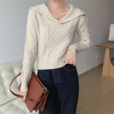 Women Knitwear Autumn Winter Retro Lapel Knitwear