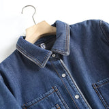 Women Jacket Retro Loose Fleece-lined Denim Shirt