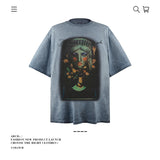 American vintage street T-shirt pure cotton retro men's and women's summer loose half sleeves