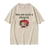 Funny Apple Cat Meme T-Shirt You Are Such A Peach Print