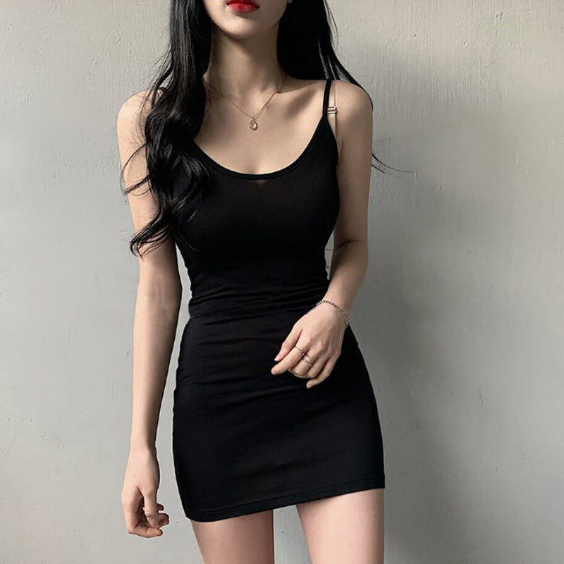 Women Dresses Sexy Black Camisole Dress Short Skirt