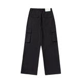 Men Sweatpants Solid Color Multi-Pocket Cargo Pants Men's Casual Loose Straight-Leg Wide-Leg Pants