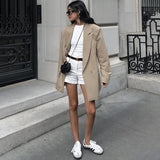 Women Trench Coat Autumn Winter Retro Khaki Blazer