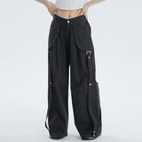 Women Pants Cargo Pants Multi-Pocket Drooping Wide-Leg Pants Straight Casual Trousers