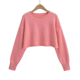 Women Sweater Knitwear Cropped Midriff-Baring Hoodie Knitwear Sweater