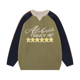 Unisex Sweater Autumn Jacquard Color Matching Letters Sweater