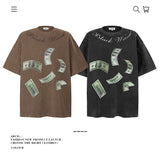 American vintage street T-shirt pure cotton retro men's and women's summer loose