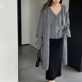 Women Knitted Two-Piece Set Knitted Two-Piece Autumn and Winter Long Vest Coat Set A3388