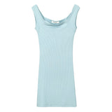 Women Dresses Summer Short Skirt Sexy Square-Neck Sleeveless Dress