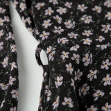 Women Dress V-neck Puff Sleeve Floral Dress Casual Short Skirt