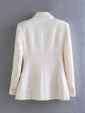 Women Suits Spring and Autumn Casual Textured Double Breasted Blazer
