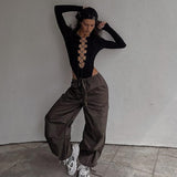 Women Jumpsuit Summer Sexy Hollow-out Slim-Fit Long-Sleeved Jumpsuit