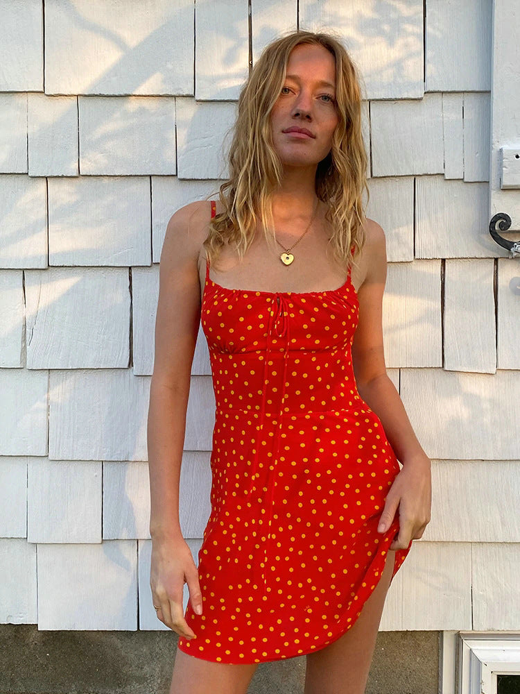 Robe Bridgerton Mulberry Silk Printed Short Sling Dress