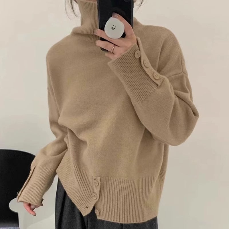 Women Knitted Pullover Sweater Women's Autumn and Winter Loose Turtleneck