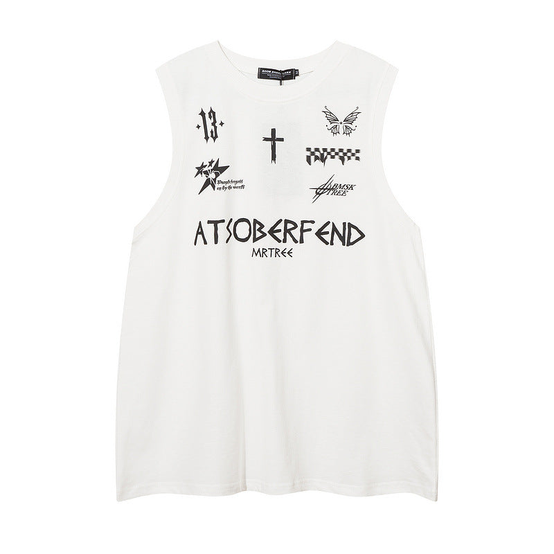 Men Vest Summer Letter Print Sleeveless T-shirt Men's and Women's Oversize Vest