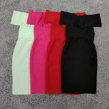 Women Dresses Bandage One-Piece Dress Stretch Sexy off-the-Shoulder Party Dress (Ont0408)