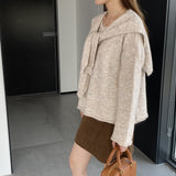 Women Knitted Two-Piece Set Jia Woven Long Sleeve round Neck Shawl Two-Piece Sweater