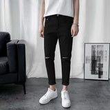 Men Jeans Summer Thin Black Ripped Jeans