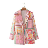 Women Suits Autumn and Winter Long Sleeve Fashion Sexy Print Small Suit Jacket