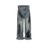 MIJKO Mens Vintage Pants MIJKO Luckme Old Straight Wide Leg Jeans