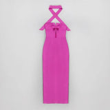 Women Evening Dress Bow Hollow Backless Slit Formal Dress