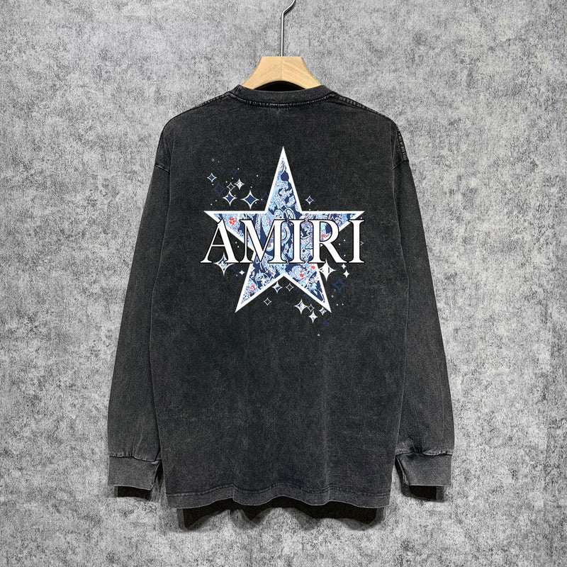 Amiri Long-Sleeve Shirt Vintage Washed and Worn Vintage Long Sleeve T-shirt