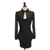 Women Maxi Dress Spring and Autumn Japanese Sexy Long Sleeve Mesh Hip Bag Dress