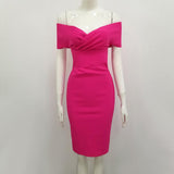 Women Dresses Bandage One-Piece Dress Stretch Sexy off-the-Shoulder Party Dress (Ont0408)
