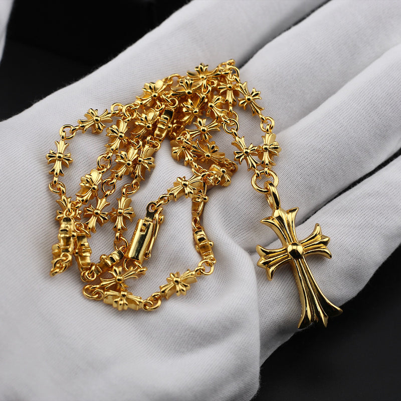 Chrome Hearts Necklace Gold Retractable Cross Premium Cold Wind Versatile for Men and Women