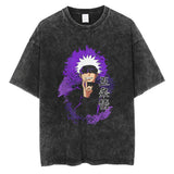 Washed retro T-shirt street casual cotton summer short sleeves