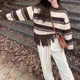 Women Knitwear Autumn and Winter Tassel round Neck Sweater Loose Sweater