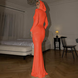 Women Dresses Winter Slim-Fit Hood Long Sleeve Dress
