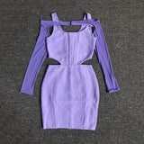Women's Evening Dress Long Sleeve Mesh Dress Cutout Sling Dress Backless Hip Skirt