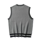 Men Vest Loose round Neck Knitted Vest Coat