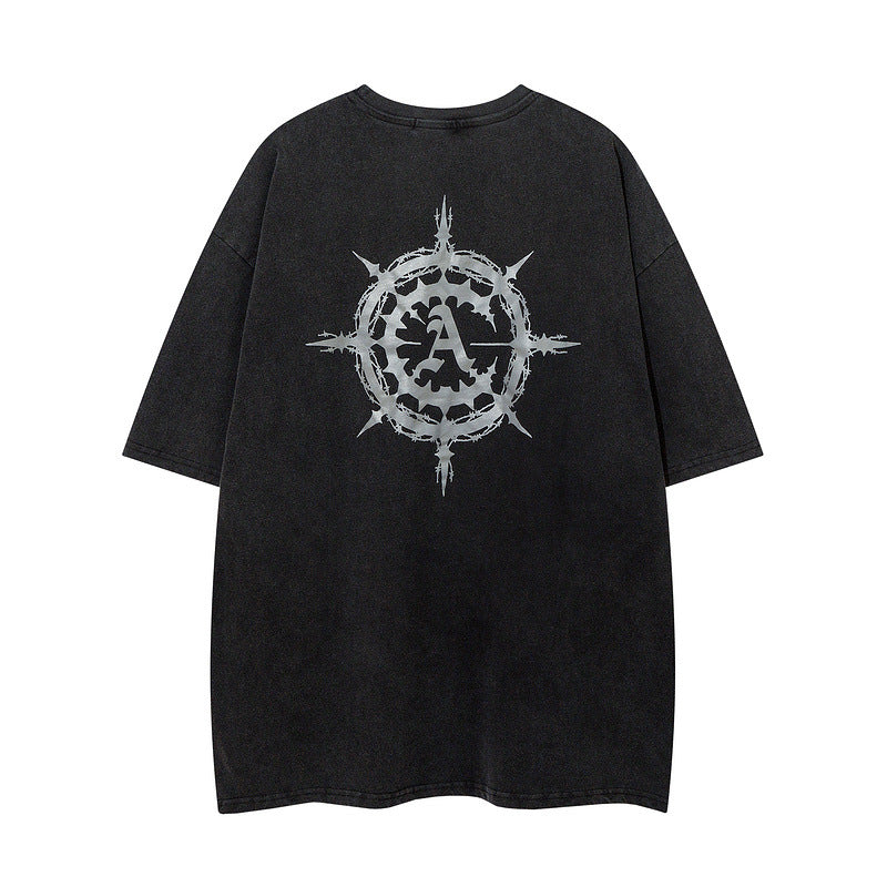 Men T Shirt Vintage Print Short Sleeves T-shirt Male Vintage