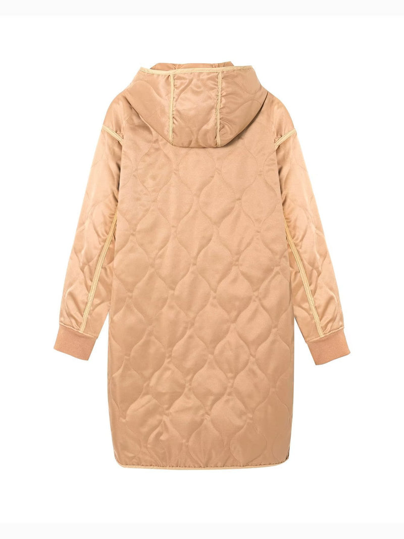 Women Jacket Winter Casual Mid-Length Hooded Jacket