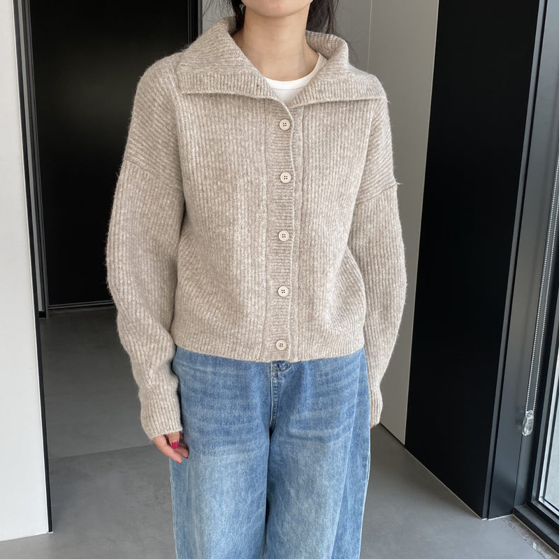 Women Cardigan Sweater Autumn Turtleneck Lapel Sweater Cardigan Loose Button 3ty942