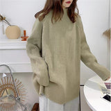 Women Knitted Pullover Turtleneck Autumn and Winter Loose Knitwear Top