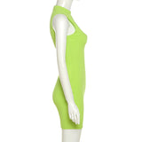 Women Dresses Summer Sleeveless round Neck Sexy Hollow Slim Sheath Dress (Bla0420)