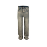 MIJKO Men Vintage Pants MIJKO retro washing water old trousers men's and women's straight jeans