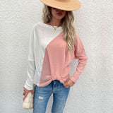 Women Knitted Sweater Fall Pullover Multicolor Thin & Pink