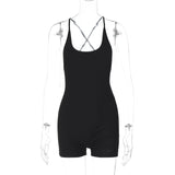 Women Jumpsuit Spring Sexy Backless Lace up Slim Fit Bodysuit