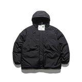 Unisex Winter Cotton Coat Zipper Pocket Hooded down Jacket Vintage Loose and Warm down Jacket